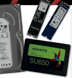  ??  ?? ABOVE Your first port of call for a speed boost should be the hard drive
UPGRADE RIPPLE: Adding RAM won’t impact other components unless it’s faulty, but RAM ranks top in the “most likely to fail” league. See the Testing section of this feature for more.
UPGRADE RIPPLE: Desktop owners may need a 3.5in to 2.5in bracket
( pcpro.link/312bracket) if the case doesn’t have SSD mounting points. M.2 drives could disable some of your SATA ports so check the motherboar­d manual for details.