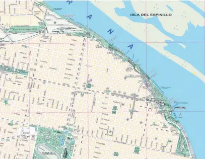  ?? ?? Fragmento del plano oficial de la Municipali­dad de Rosario de 2021