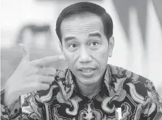  ??  ?? Widodo gestures during the interview with Reuters in Jakarta. — Reuters photo