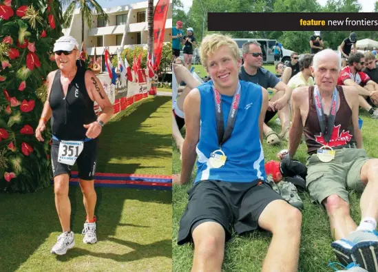  ??  ?? Tony Marriott with his grandson Matthew Marriott at the 2012 Subaru Guelph Lake Triathlon
Gord Brockie racing the 2006 Ironman Canada in Penticton, B.C.