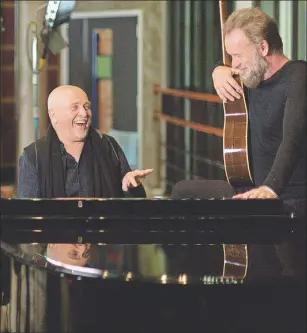  ?? YORK TILLYER/AP PHOTO ?? In this image provided by Peter Gabriel Ltd. British musicians Peter Gabriel, left, and Sting, are shown at the Real World Studios in Box, England on Monday Jan. 4.