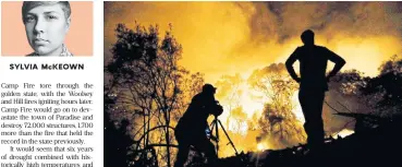  ?? /Sunday Times/Esa Alexander ?? SYLVIA McKEOWN Towering inferno: Firefighte­rs battle the blaze that ravaged parts of the Garden Route in 2017 that left seven people dead and at least 1,000 homes destroyed.