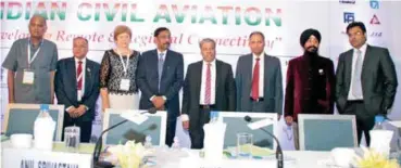  ??  ?? The speakers at ASSOCHAM's seventh internatio­nal conference on Indian civil aviation