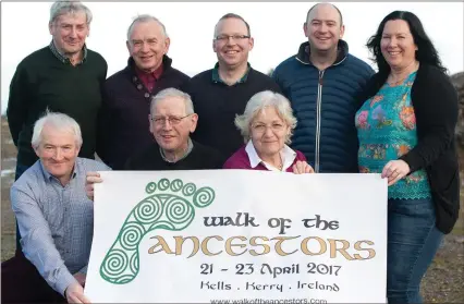  ?? Photo by Christy Riordan ?? Pictured launching ‘Walk with the Ancestors’ are front
row (from left): Pat Kavanagh, Pat Golden and Mary Golden. Back row: Patrick Golden, John Golden, Jack Golden, Patrick Golden and Mary Golden.
