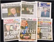  ?? ASSOCIATED PRESS ?? Some front pages of British newspapers on Thursday headlining scandal surroundin­g Prince Andrew.