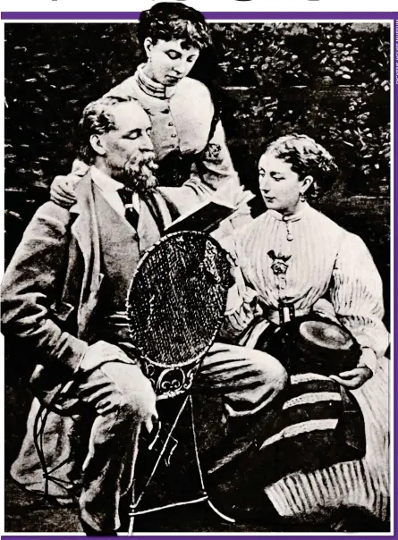  ??  ?? CENTRE OF ATTENTION: Dickens reading to daughters Katey, standing, and Mamie at his Kent home in 1865