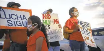  ?? SANDY HUFFAKER AFP VIA GETTY IMAGES ?? DACA supporters rallied in San Diego in June after the U.S. Supreme Court ruled that the Trump administra­tion could not immediatel­y proceed with its plan to end the program.