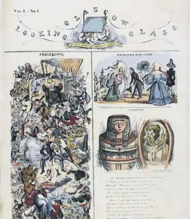  ??  ?? 0 The Glasgow Looking Glass volume 1, No 1 from 11 June, 1825, will be on display for one night