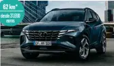  ??  ?? 62 km* desde 31.690 euros
Hyundai Tucson Misma mecánica PHEV que su hermano mayor, pero con 180 CV combinados y un diseño más rompedor