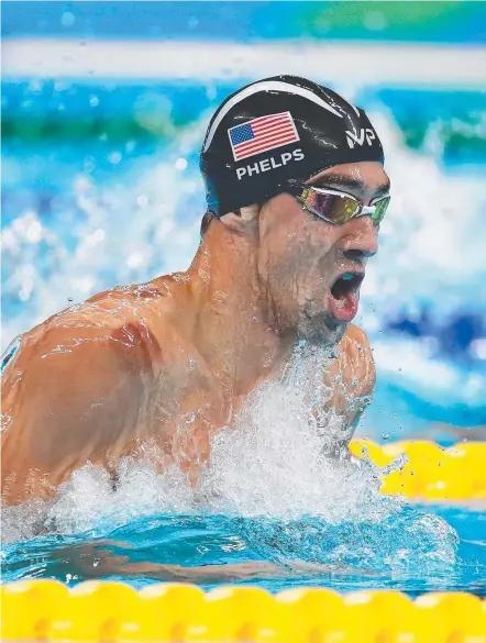  ??  ?? Michael Phelps in action for the US in the Rio Olympics last year. Phelps is a devout mental health advocate. Picture: PHIL HILLYARD PETRINA BERRY