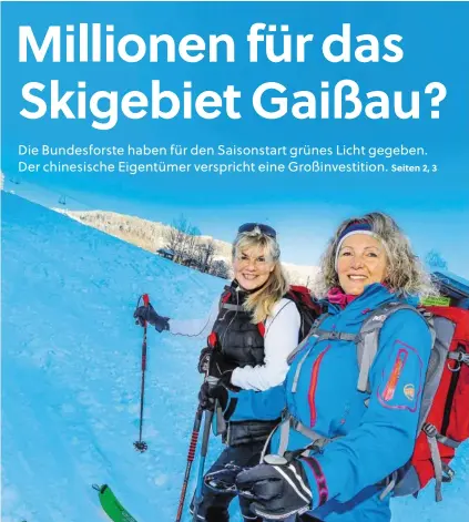  ?? BILD: SN/ROBERT RATZER ?? Noch gehört das Skigebiet den Tourengehe­rinnen und -gehern (im Bild: Brigitte und Herta). Mit der Ruhe dürfte es aber bald vorbei sein. Das Skigebiet soll demnächst in Betrieb gehen.