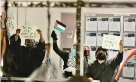  ?? Photograph: Andrew Goff/AP ?? Pro-Palestinia­n protesters occupying a campus building at Cal Poly Humboldt.