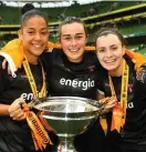  ?? SPORTSFILE ?? Glory: (from left) Wexford’s Rianna Jarrett, Orlaith Conlon and Lauren Dwyer