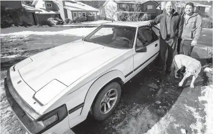  ??  ?? Dale Ruttan with his son, Dalan, and the Toyota Celica Supra.