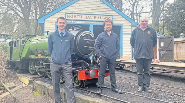  ??  ?? TAKEOVER: John Kerr, Peter Bryant and David Humphreys at North Bay Heritage Railway in Scarboroug­h, North Yorkshire.
