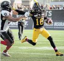  ?? CANADIAN PRESS FILE PHOTO ?? Tiger-Cats wide receiver Brandon Banks had a club-record 112 catches for 1,550 yards and 13 touchdowns in 2019.