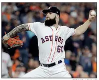  ?? AP/DAVID J. PHILLIP ?? Former Arkansas Razorback Dallas Keuchel did not figure in the decision Tuesday for the Houston Astros, allowing 2 runs on 4 hits with 2 walks and no strikeouts over 5 innings.