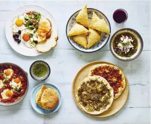  ??  ?? A typical Middle Eastern breakfast spread; the shakshuka is a staple dish from Morocco