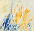  ?? ?? The painting in blue and yellow acrylics was listed to fetch between £8-11,000