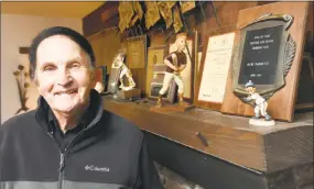  ?? Arnold Gold / Hearst Connecticu­t Media ?? North Haven baseball coach Bob DeMayo is photograph­ed in the den of his home in North Haven on Dec. 23, 2015.