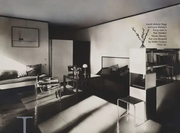  ??  ?? László Moholy-Nagy and Lucia Moholy’s living room in their Masters’ House, Dessau, that was designed by Walter Gropius 1925–26.