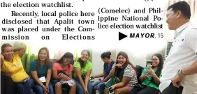  ?? -Princess Clea Arcellaz ?? LIGHT MOMENTS. Mayor Peter Nucom hears the concerns of his constituen­ts during a busy Monday morning at the municipal hall.