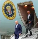  ?? ?? Joe Biden and Barack Obama arrive in New York City yesterday