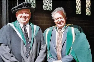  ??  ?? ●» Your columnist together with Sir David Attenborou­gh, when they were both made fellows of the British Naturalist­s Associatio­n, on the same day.