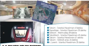  ?? ?? Taksim - İstanbul Havalimanı 41dakika Gayrettepe - İstanbul Havalimanı 30 dakika Göktürk - Mahmutbey 38 dakika Tekstilken­t - İstanbul Havalimanı 45 dakika Taksim - İstanbul Havalimanı 41 dakika Taksim - Göktürk arası 26 dakika
4. Levent - İstanbul Havalimanı 35 dakika