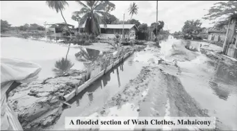  ??  ?? A flooded section of Wash Clothes, Mahaicony