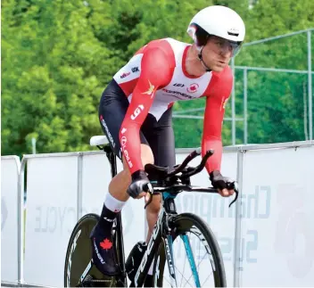  ??  ?? Hugo Houle a pris le 73e rang lors de la troisième étape de Tirreno-Adriatico hier.