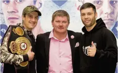  ??  ?? Fight stars Ricky Burns with Ricky ‘The Hitman’ Hatton who promotes Belarus boxer Kiryl Relikh