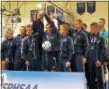  ?? PHOTO PROVIDED ?? The Mount Academy boys soccer team celebrates after Sunday’s game against Chazy in Middletown.