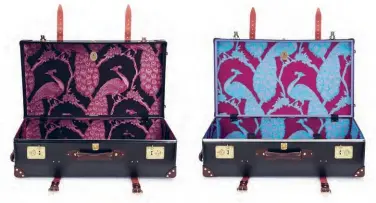  ??  ?? The surprise in these elegant Globe-Trotter trunks is the vibrant silk linings from New &amp; Lingwood