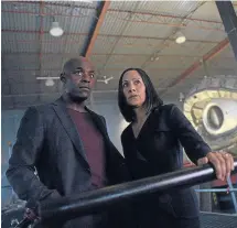  ??  ?? TIME TRAVELLERS: Paterson Joseph and Sakina Jaffrey co-star in the new NBC series about agents pursuing a fugitive.
