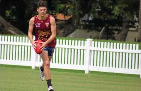  ??  ?? TALL TALENT: Former Dalby Swans junior Tom Matthews trains with the Brisbane Lions Academy. PHOTO: BRISBANE LIONS MEDIA