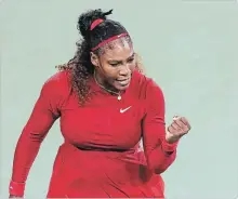  ?? ASSOCIATED PRESS FILE PHOTO ?? Serena Williams, back after giving birth, reacts during a match against Petra Kvitova at the Western &amp; Southern Open tennis tournament.