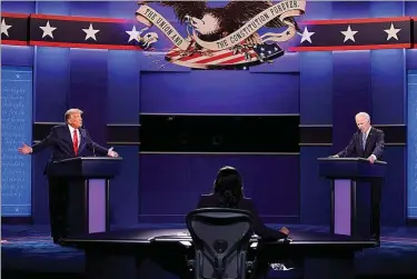  ?? GETTY ?? Trump y Biden durante su debate en la Universida­d Belmont en Nashville (Tennessee) en 2020.