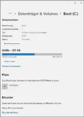  ?? ?? Im kommenden Windows 11 können Sie einige Funktionen der Datenträge­rverwaltun­g auch über die Einstellun­gen-app im Startmenü ausführen.