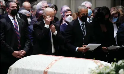  ?? Photograph: REX/Shuttersto­ck ?? President Joe Biden, former president Barack Obama and former first lady Michelle Obama at funeral of ex-secretary of state Madeleine Albright, Wednesday.