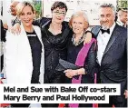  ?? ?? Mel and Sue with Bake Off co-stars Mary Berry and Paul Hollywood