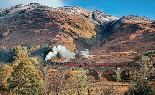  ?? ?? This view of LMS ‘Black Five’ No. 45407 crossing Glenfinnan Viaduct with West Coast Railways’ ‘Jacobite’ service took a top accolade in the 14th annual Landscape Photograph­er of the Year competitio­n. It earned Malcolm Blenkney the top spot in the Lines in the Landscape category, which is supported by Network Rail. “As a passionate photograph­er, it’s an honour to receive this recognitio­n, particular­ly as the standard and talent in the competitio­n is so high,” said Malcolm. Entries are now being displayed in a free exhibition which is touring stations throughout the UK, including Manchester Piccadilly (February 21-March 6), Birmingham New Street (March 7-20), Reading (March 21-April 3), Paddington (April 4-17) and Waterloo (April 18-May 1).