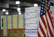  ?? JOHN MINCHILLO — THE ASSOCIATED PRESS ?? Stacks of medical supplies are seen March 24 housed at the Jacob Javits Center, which will become a temporary hospital during the COVID-19 outbreak in New York.