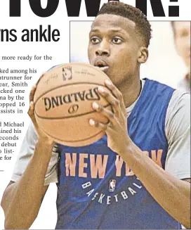  ??  ?? Frank Ntilikina is questionab­le for Saturday’s game after spraining ankle in practice.