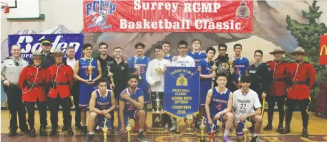  ?? DAVID ZUSKIND/BIT MORE IMAGES ?? The Surrey RCMP Basketball Classic has grown over nearly three decades into an event featuring 24 senior boys high school teams. Enver Creek secondary hosts the championsh­ip game on Saturday.