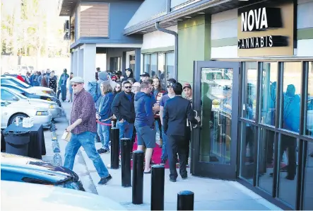  ?? AL CHAREST ?? Lineups continued at Nova Cannabis on Macleod Trail on Friday. Nova is one of only two stores in the city licensed to sell legalized marijuana on legalizati­on day last week. It was offering a “black-market buster” selling pot at around $7 per gram, rather than the usual $12-$18.