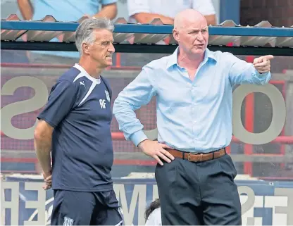  ?? Picture: SNS Group. ?? Ray Farningham with then Dundee boss John Brown at Dens Park in July 2013.