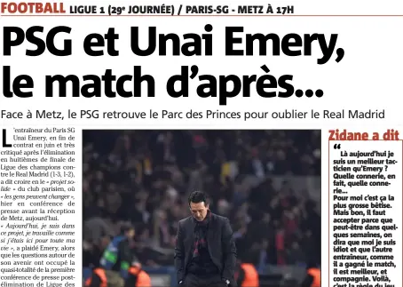  ?? (Photo AFP) ?? Unai Emery, dépité, après le fiasco du Real Madrid, mardi soir.