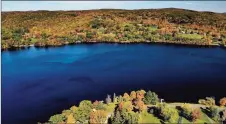  ??  ?? An aerial view of Lake Waramaug in New Preston on Oct. 15, 2020.