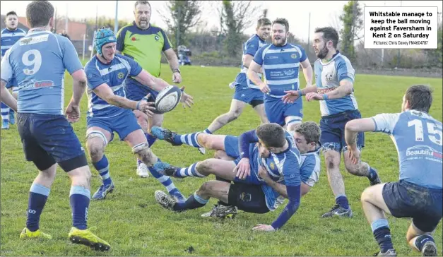  ?? Pictures: Chris Davey FM4604787 ?? Whitstable manage to keep the ball moving against Faversham in Kent 2 on Saturday